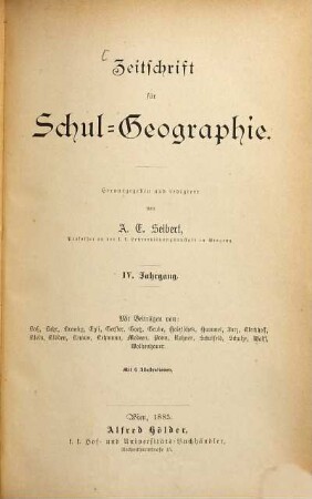 Zeitschrift für Schulgeographie, 4. 1883