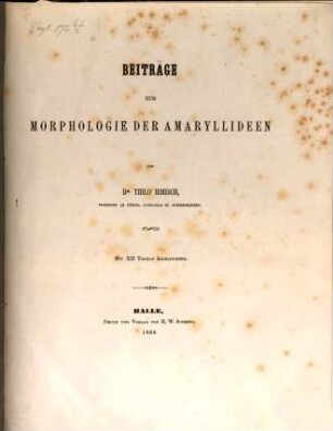 Beiträge zur Morphologie der monocotylischen Gewächse, 1