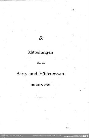 Mitteilungen über das Berg- und Hüttenwesen. Bergbau