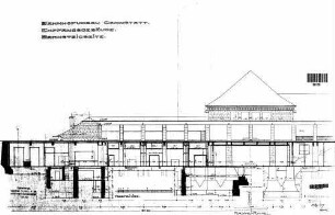 Stuttgart-Bad Cannstatt: Empfangsgebäude Verwaltungsgebäude Teillängsschnitt (Bahnsteigseite)