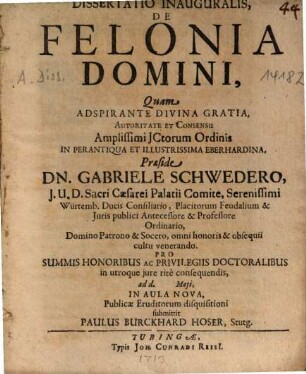 Dissertatio Inauguralis, De Felonia Domini