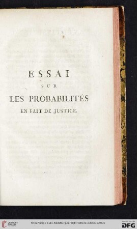 Essai sur les probabilités en fait de justice