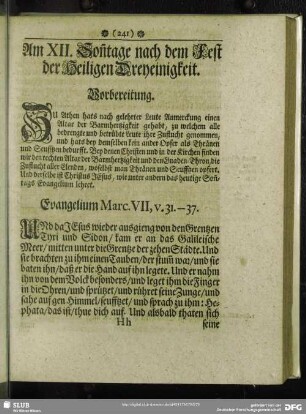 Am XII. Son[n]tage nach dem Fest der Heiligen Dreyeinigkeit