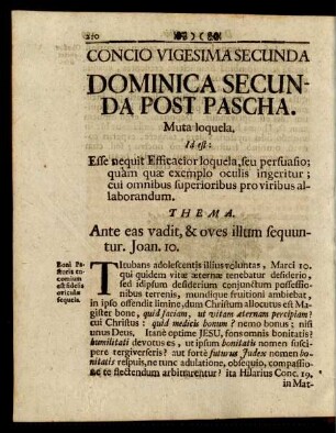 Concio Vigesima Secunda. Dominica Secunda Post Pascha.