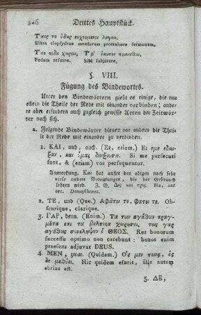 §. VIII. Fügung des Bindewortes