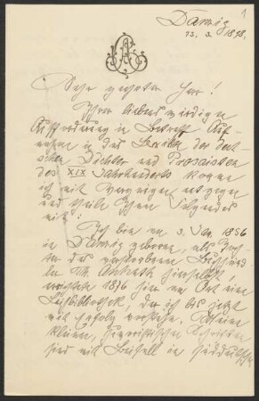 Brief an Franz Brümmer, 13.03.1898