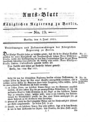 No 19, 6. Juni 1821