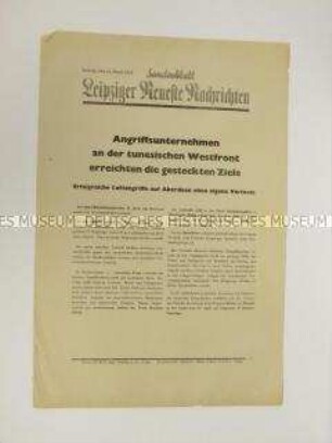 Sonderblatt der "Leipziger Neuesten Nachrichten" mit Kurzmeldungen von verschiedenen Kriegsschauplätzen u.a. über die deutsche Bombardierung der schottischen Hafenstadt Aberdeen