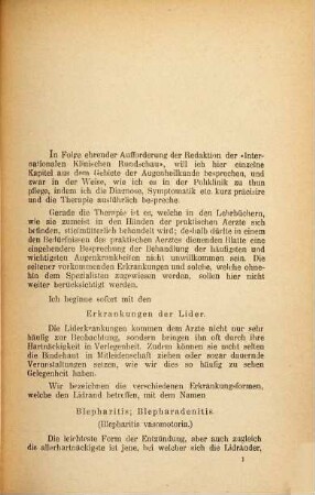 Die Behandlung der häufigsten und wichtigsten Augenkrankheiten, 1. Krankheiten der Lider und der Bindehaut