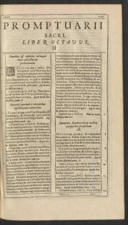 Promptuarii Sacri. Liber Octavus. H