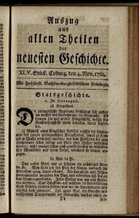 XLV. Stück. Coburg, den 4. Nov. 1761.