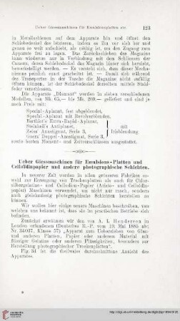 Ueber Giessmaschinen für Emulsions-Platten und Celloïdinpapier und andere photographische Schichten