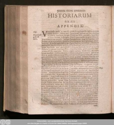 Iohan. Cluv. Epitomes Historiarum Lib. XII.