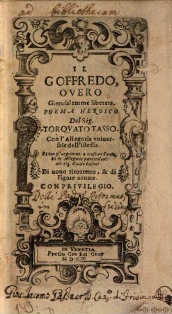 Il Goffredo ovvero Gerusalemme liberata