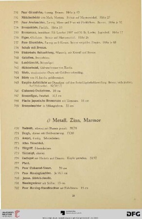 Metall, Zinn, Marmor (Nr. 770-825)