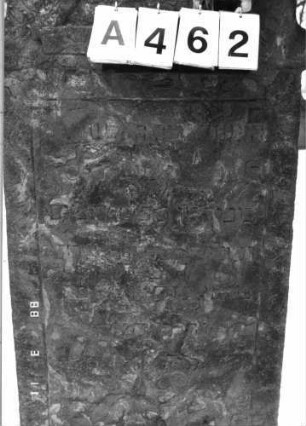 Grabstein 462 (Index: 99901493) Material: Sandstein Zustand: stark verwittert Maße HxBxT: 142x64x11 cm: Grabstein 462A