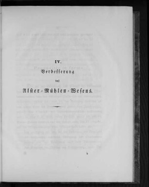 IV. Verbesserung des Alster-Mühlen-Wesens.