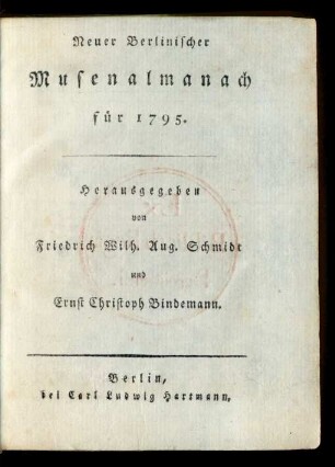 1795: Neuer Berlinischer Musenalmanach