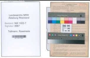 Entnazifizierung Rosemarie Tellmann , geb. 07.09.1921 (Verkaeuferin)