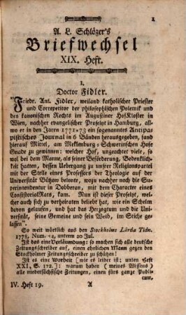 August Ludwig Schlözers ... Briefwechsel, meist historischen und politischen Inhalts. 4, 4 = Heft 19/24. 1779