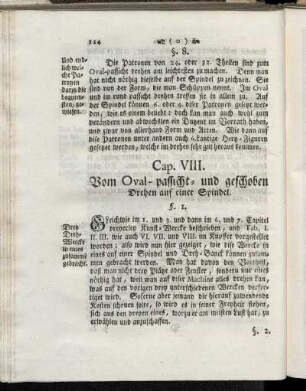 Cap. VIII. Vom Oval-passicht- und geschoben Drehen auf einer Spindel.