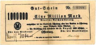 Geldschein / Notgeld, 1 Million Mark