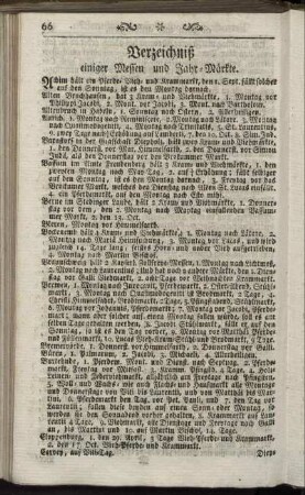Verzeichniß einiger Messen und Jahrmärkte