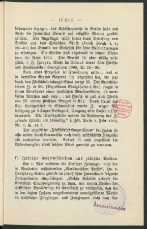 II. Jüdische Geheimschriften und jüdische Sekten.