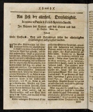 226-233, Am Fest der allerheiligsten Dreyfaltigkeit