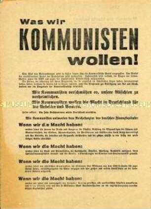 Programmatischer Wahlaufruf der Kommunistischen Partei Deutschlands