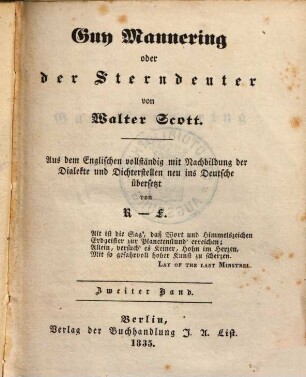 Guy Mannering oder der Sterndeuter, 2