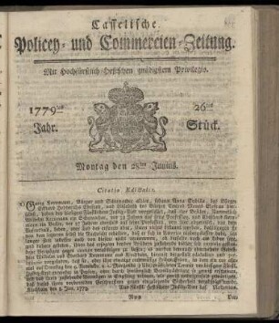 26tes Stueck, Montag den 28ten Junius. 1779