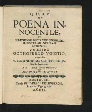 De Poena Innocentiae
