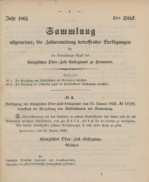 13. Januar 1862-31. December 1863 = No. 1-85
