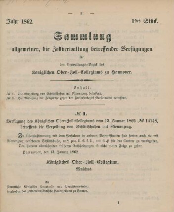 13. Januar 1862-31. December 1863 = No. 1-85