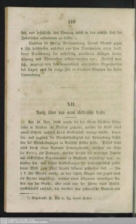 XII. [XXV.] Notiz über das neue elektrische Licht.
