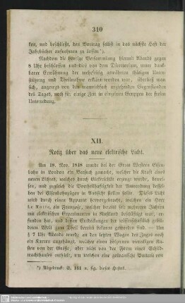 XII. [XXV.] Notiz über das neue elektrische Licht.