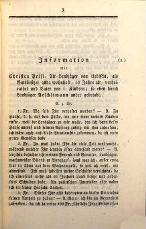 Untersuchungsakten über die in der Republik Bern im Jahr 1832 stattgefundenen Reaktionsversuche. 46, Untersuchungsacten gegen Christen Brisi, Alt-Landjäger von und zu Uebischi