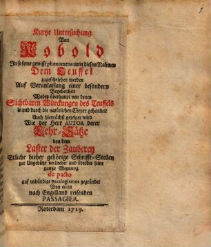 Kurze Untersuchung vom Kobold ...