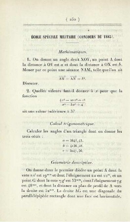École spéciale militaire (concours de 1885).