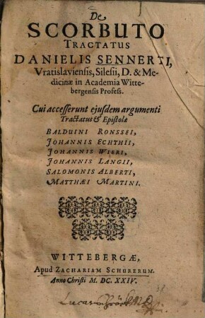 De scorbuto tractatus Danielis Sennerti