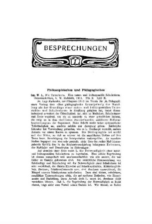 Besprechungen : Philosophisches und Pädagogisches