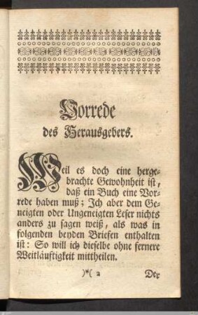 Vorrede des Herausgebers.