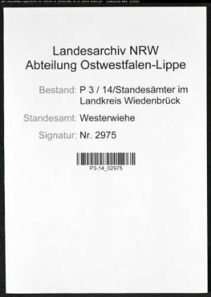 Sterberegister Standesamt Westerwiehe