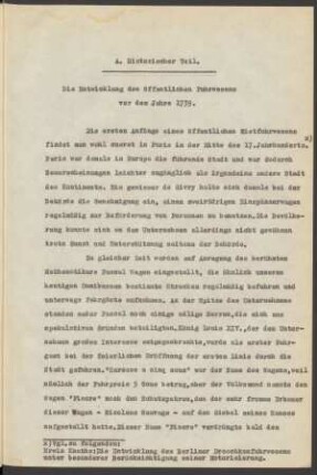 Die Entwicklung des öffentlichen Fuhrwesens vor dem Jahre 1739