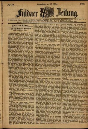 Ausgabe vom Samstag, den 13. März 1886.