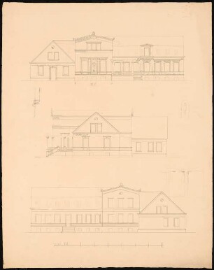 Herrenhaus, Berlin-Lichtenberg Erweiterung: Vorder,- Rück- und Seitenansicht