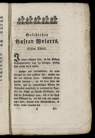 Geschichte Gustav Wolarts. Erster Theil.