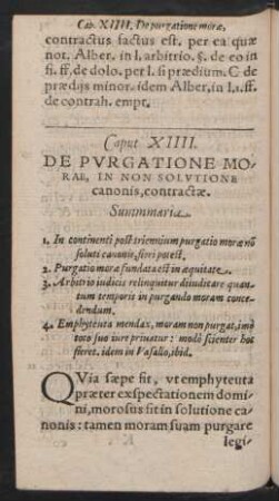 Caput XIIII. De Purgatione Morae, In Non Solutione canonis, contractae.