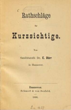 Rathschläge für Kurzsichtige